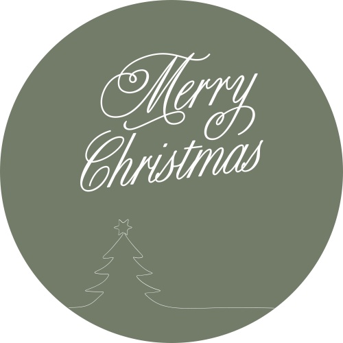 Merry Christmas met kerstboom - Muurcirkel
